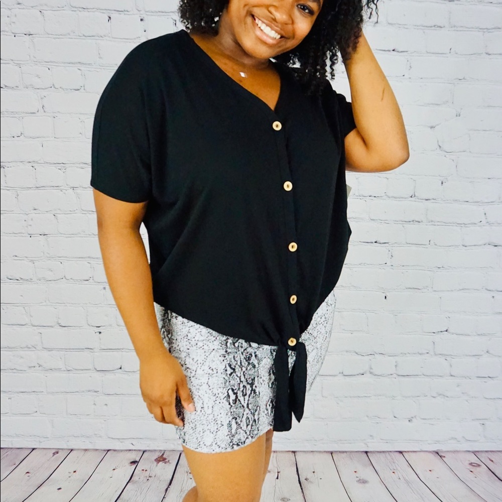 Black Button Front and Tie Front Shirt